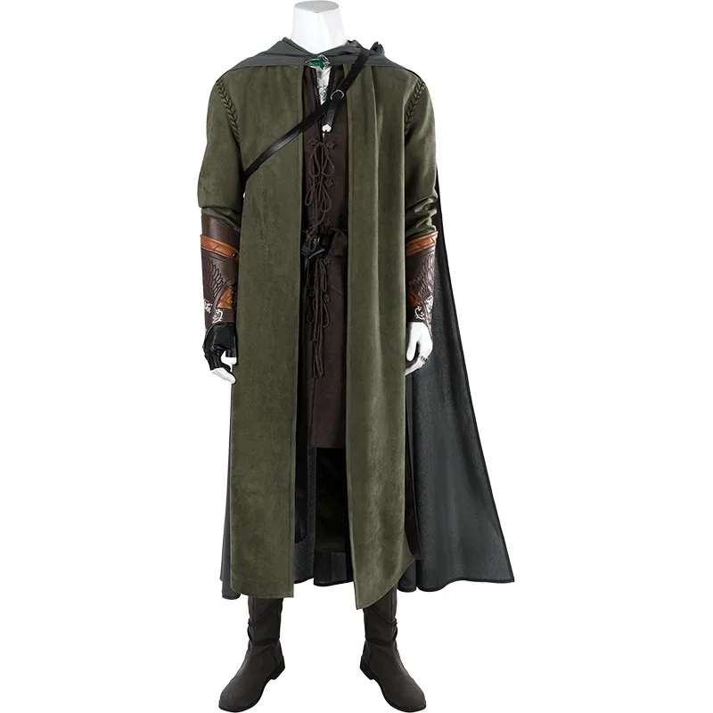 Aragorn Cosplay Kostuum Top Broek Mantel Accessoires Outfit Volledige Set Aangepast formaat Halloween Kostuum voor volwassen mannen Aragorn Pak