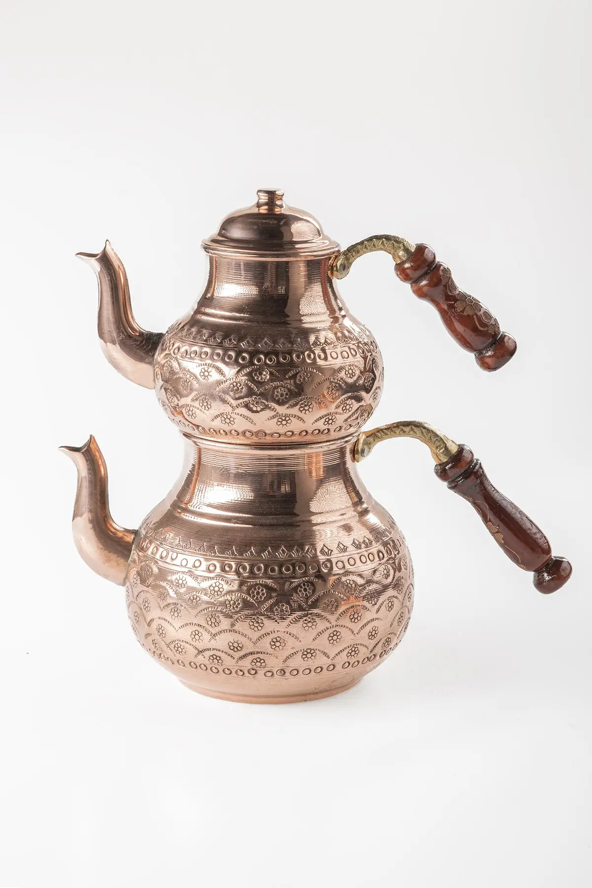 DOLBOVI Dmt Gaziantep copper Tea Pots Handmade and balcony set flower embroidered staple detailed Cooper Tea Pots Handmade