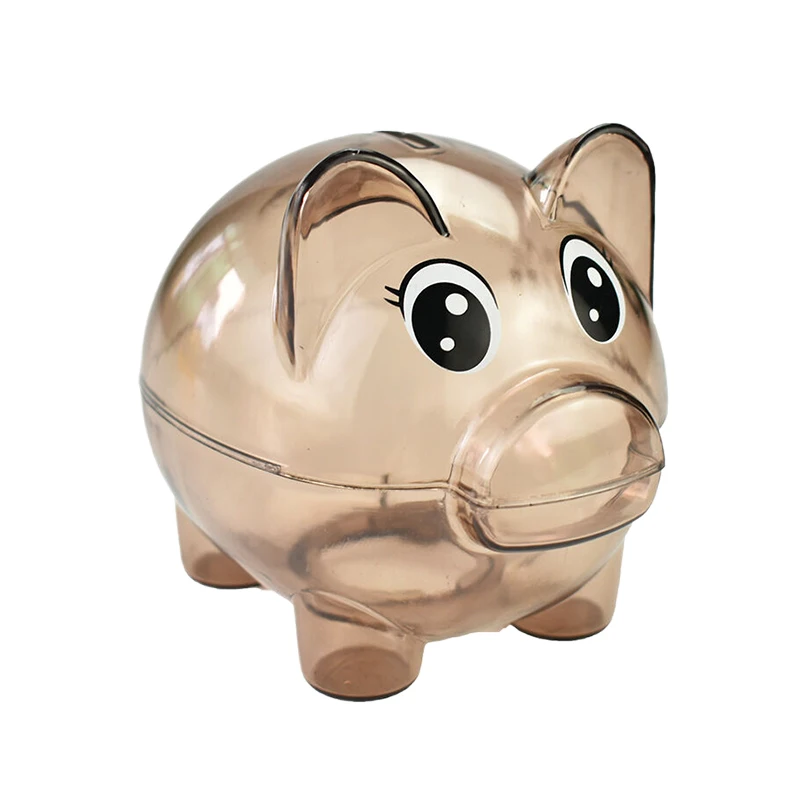 Transparent Pig Toy For Gift Kids Coins Piggy Bank Props Clear Pig Plastic Piggy Bank Coin Money Cash Collectible Saving Box