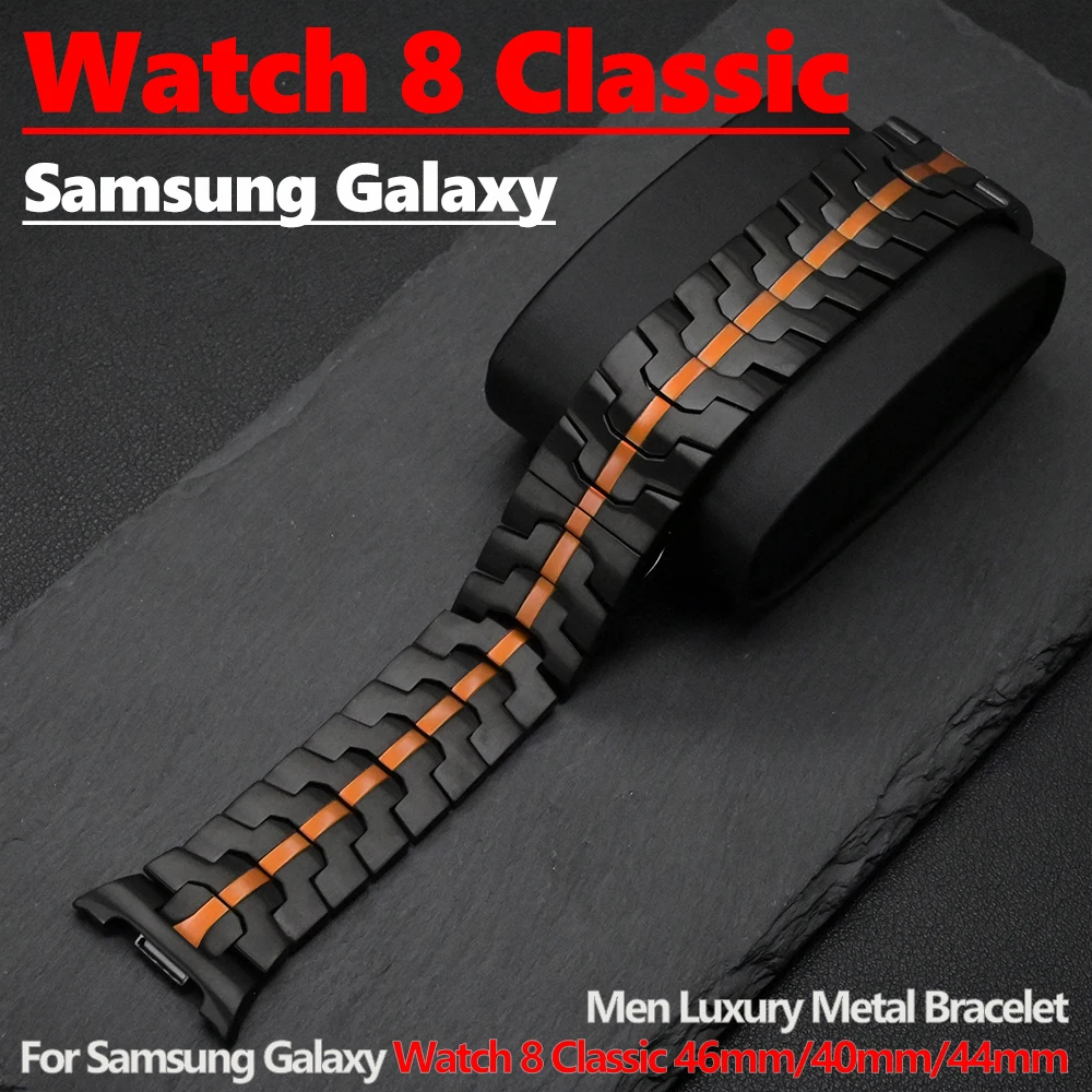 الرجال سوار معدني لساعة سامسونج جالاكسي 8 الكلاسيكية 46 مللي متر الفاخرة الفولاذ المقاوم للصدأ حزام لساعة جالاكسي 8 44 مللي متر 40 مللي متر اكسسوارات