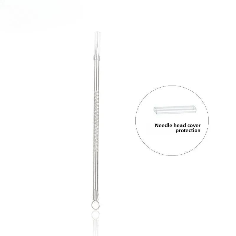 Estrattore di comedoni in acciaio inossidabile da 8 cm - Mini ago per acne per la rimozione di punti neri e brufoli (portatile, 8 cm)