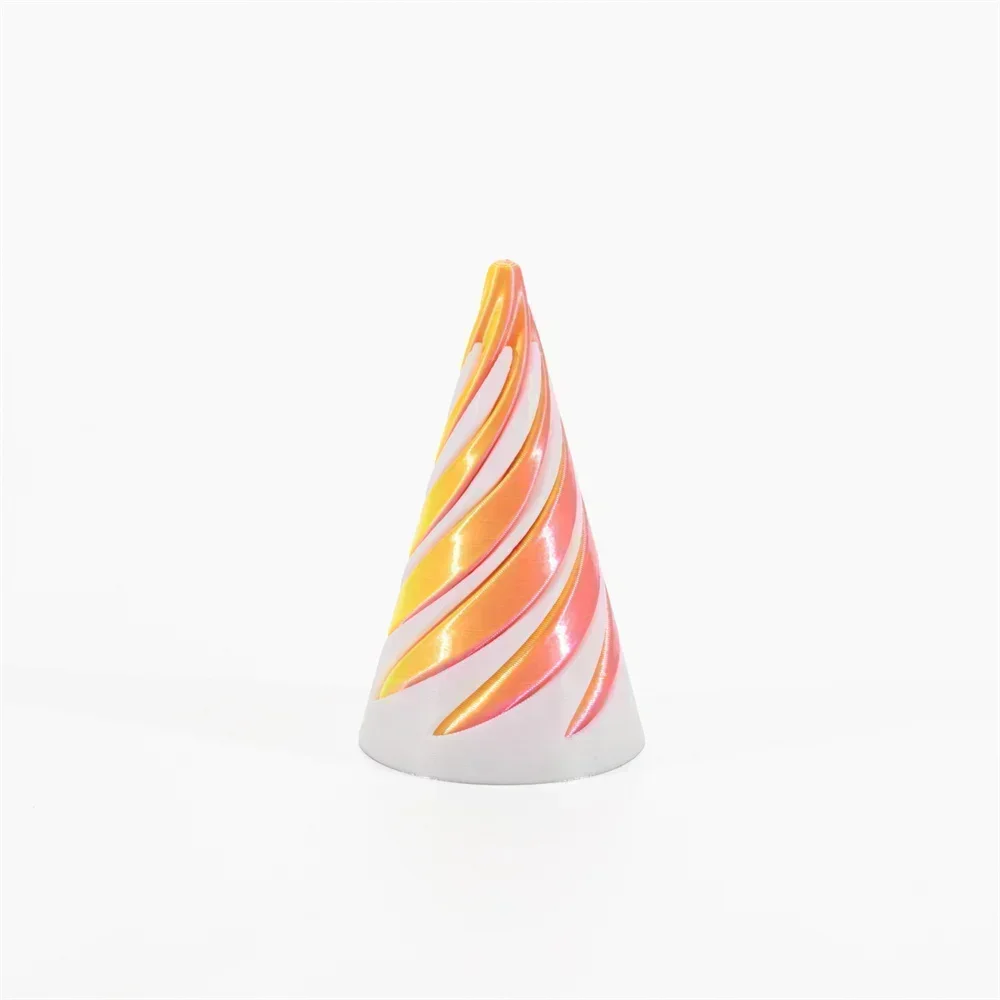 3D-geprinte spiraalkegelornament Fidgetspeelgoed Decompressie Draaiend Driedimensionale structuur Vingertop Dubbele kleur Stressverlichting