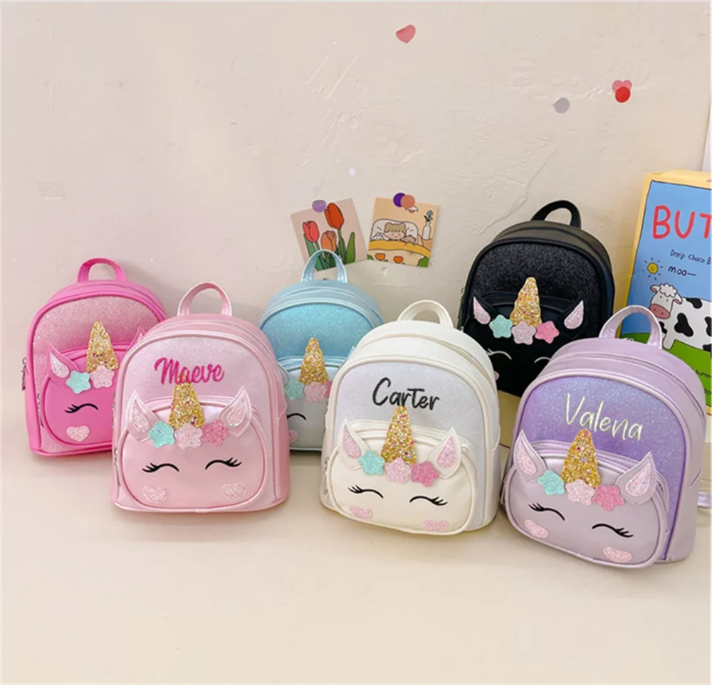 Pink Unicorn Embroidered Backpack Custom Toddler School Bag Nursery Backpack Kindergarten Backpack Preschool Bag Girls Backpacks