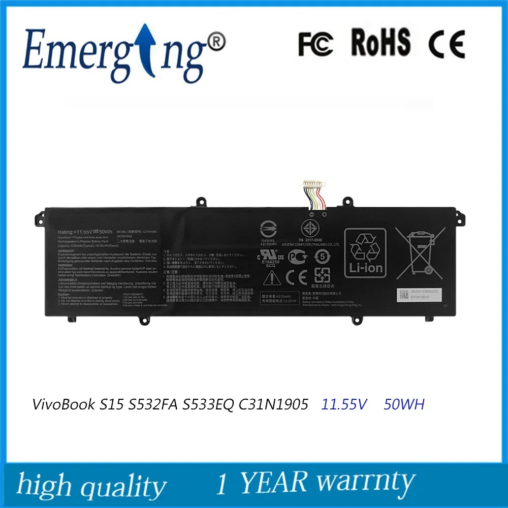 11.55V 50WH C31N1905 Laptop Battery For ASUS VivoBook S14 M433 S433 S433FL S15 S533 S533EQ