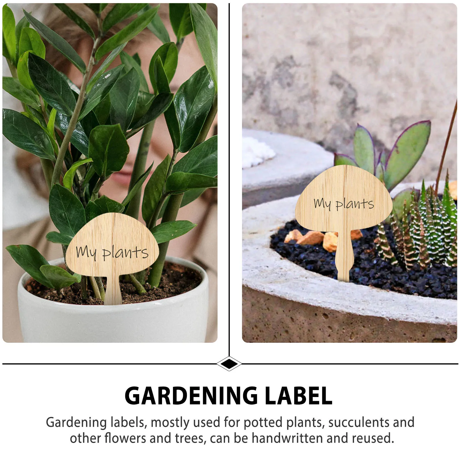 

30Pcs Bamboo Plant Labels Ecofriendly Sturdy Handwritten DIY Garden Markers Mushroom Shape Tags Plant Tags Gardening Label