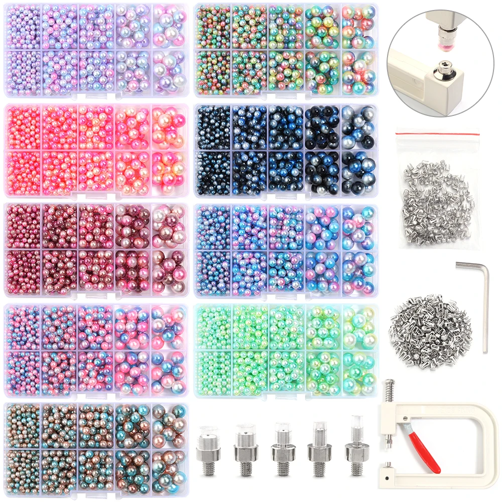 10Grids 4/5/6/8/10mm ABS Imitation Perle Perlen Kit Farbverlauf Kein Loch Runde lose Perlen Für DIY Schmuck Machen Zubehör
