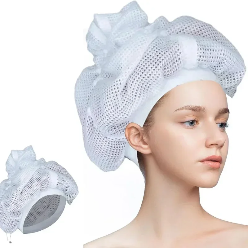 Net Plopping Cap For Drying Curly Hair With Drawstring Adjustable Large Hair Bonnet Mesh Hair Drying Net Plopping Bonnet