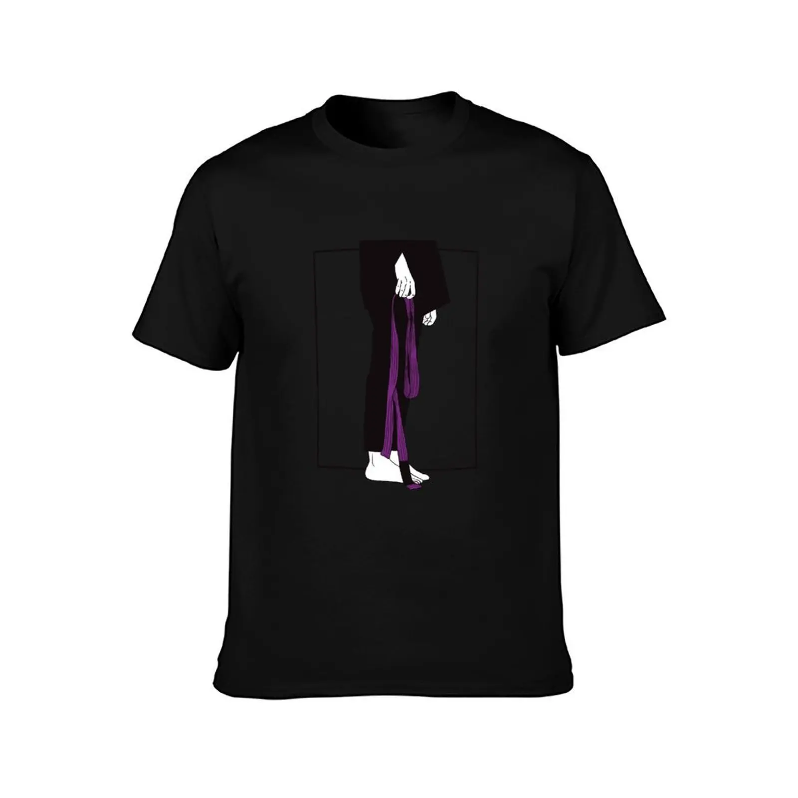 HERE / Purple Belt T-Shirt, Summer Casual Cotton Tee, Oversized Streetwear Tops, Vintage Graphic Print, Loose Fit Short Sleeve