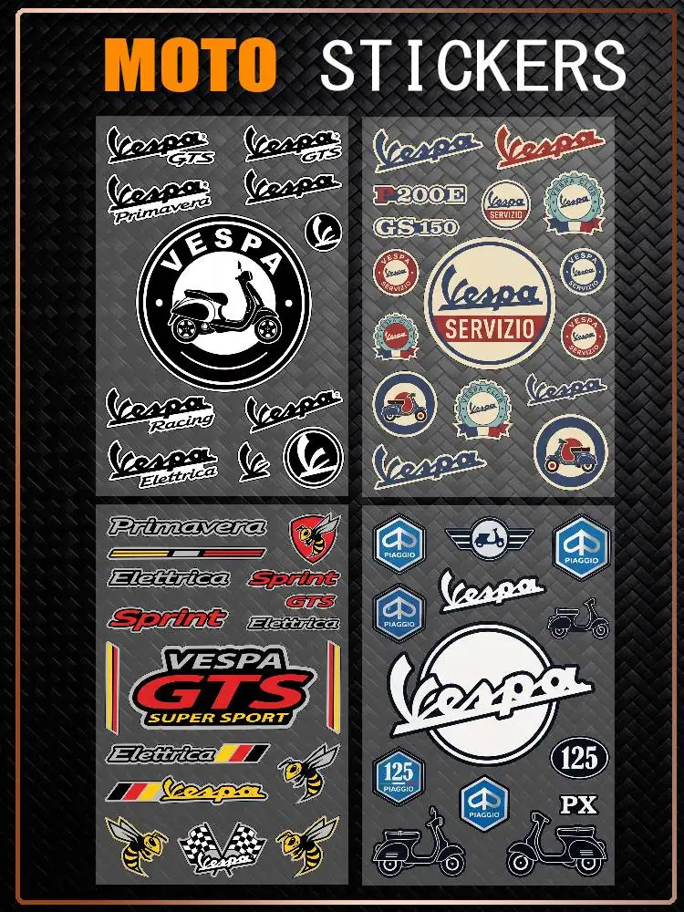 Adesivos Protetores Refletivos Impermeáveis Multiuso para VESPA, Ideais para Capacete de Moto, Refrigerador e Copo de Água