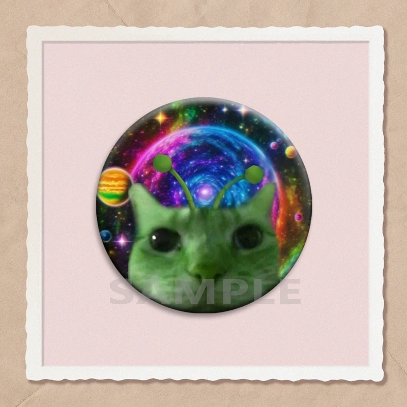Cute Funny Rainbow Alien Cat Button Pins Backpack Clothing Decor Brooch Cartoon Science Fiction Badge Jewelry Gifts for Kids