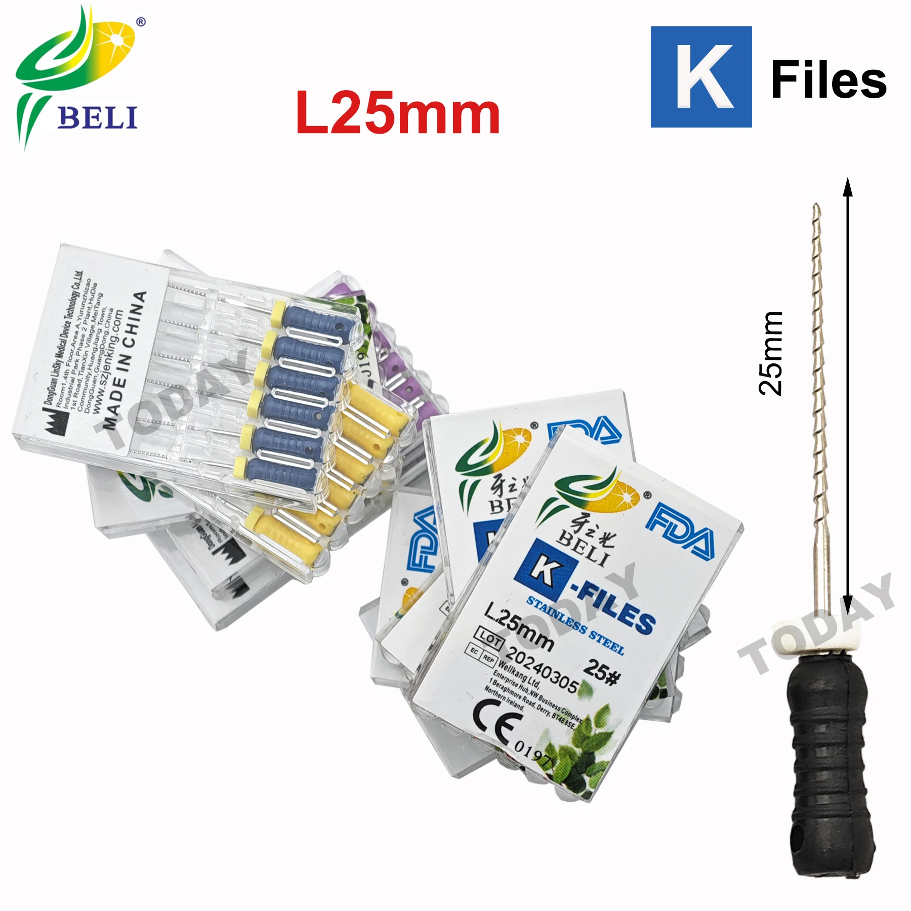 

Dental Files Hand Use K-Files Stainless Steel Endodontic Root Canal Files Dentist Tools 25mm 6pcs/Pack