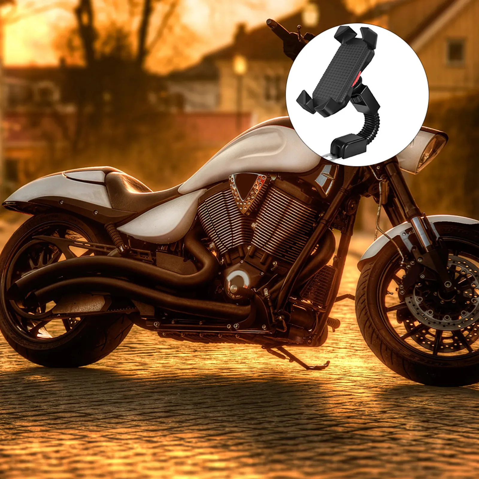 

Motorcycle Electric Bike Scooter Rearview Mirror Phone Holder 360 Rotation Adjustable Vertical Horizontal Mount Non-Scratch Bike