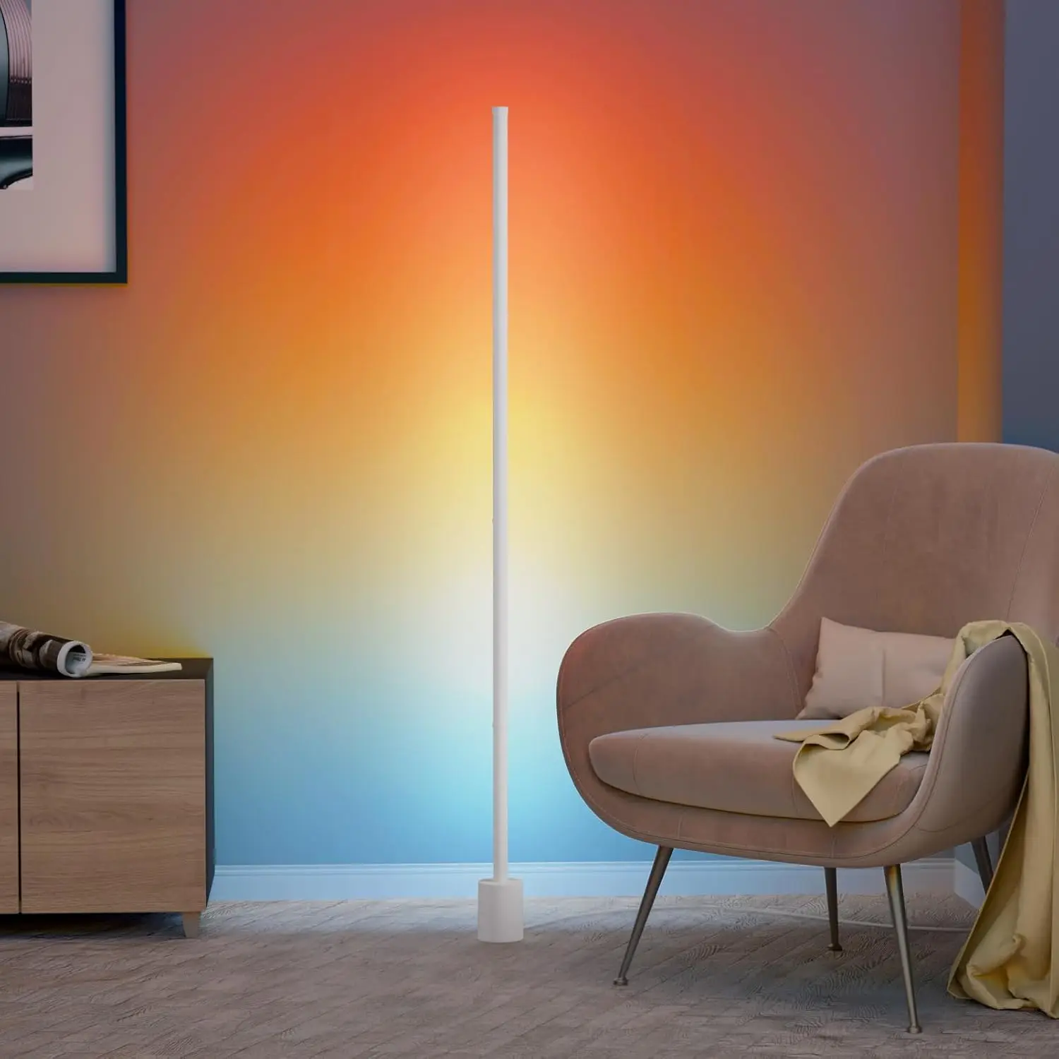 Smart Corner Floor Lamp, Led Floor Lamp With Alexa And App Control, 16 Million Diy Colors, Music Sync, Diy Color Modes,Timer