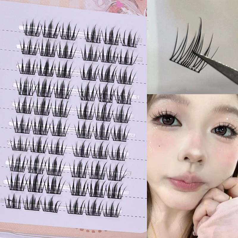 애니메이션 만화 스타일 분할 속눈썹 - 스트립 10개/박스 6개 클러스터 각각 |   DIY 클러스터 인조 속눈썹 자연스러운 모습