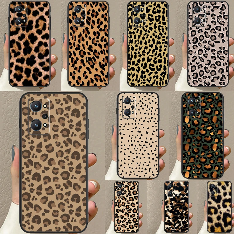 Tan Leopard For Realme C30 C31 C33 C35 C55 C21Y GT Neo 5 3T 2T OnePlus 11 10 9 Pro Nord CE 3 2 Lite Case