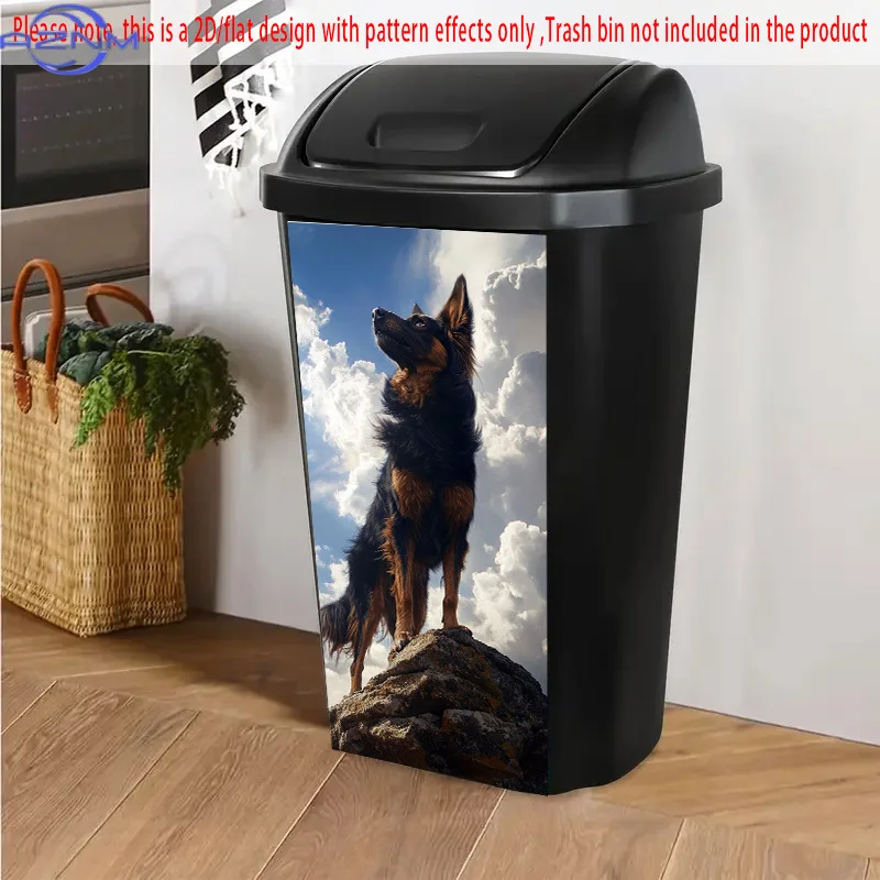 1pc 2D FLAT Self-Adhesive Dustbin Stickers, ×, Majestic German Shepherd Looking Into The Distance 2D FLAT Dustbin Stickers. Su