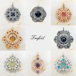 Pendants HEART CHAKRA Lotus Flower 925 Sterling Silver Rose Gold Jewelry Accessories Fit Necklace Trendy Lucky Gift For Women