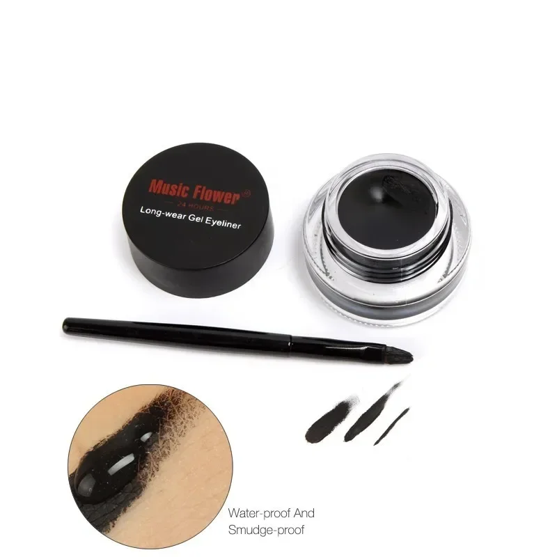 Music Flower Coffee Black Blue Purple Brown 24 Hours Eyeliner Gel Cream Make Up Waterproof Long-wear Eye Liner Brushes Makeup