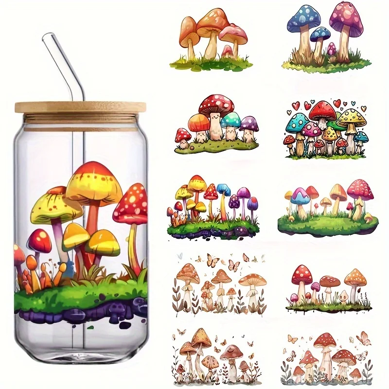 Random 4PCS DIY Stickers 16OZ UV DTF Cup Wraps Transfer Sticker for Glass Libbey Can Bottle Selfadhesive Washable DIY Custom