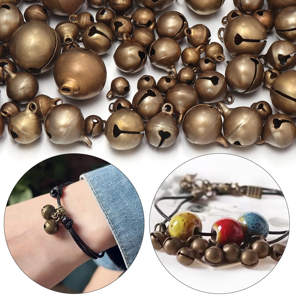 10-30pcs 6/8/10/12/14/16mm Brass Jingle Bells Single Open Metal Bell Charms for Jewelry Making DIY Pet Collar Christmas Decor