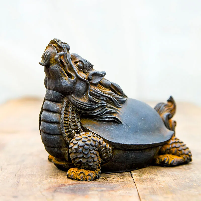 Chinese style retro creative desktop home decor auspicious beast dragon turtle attracting wealth decor