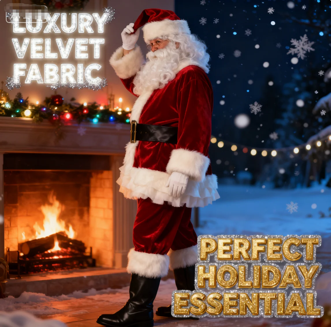 

Одежда Санта-Клауса, увеличенная и утолщенная рождественская одежда, золотистая бархатная рождественская одежда, праздничное классическое выступление