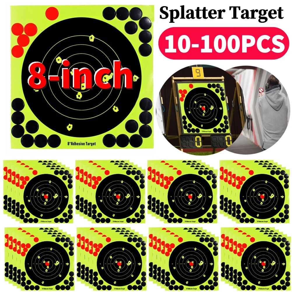 10-100 Pcs 8-inch Splatter Target Reactive Shooting Target Shoot Train Target Paper Stickers Hunting Shooting Training Papers