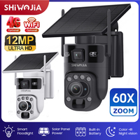SHIWOJIA 6K 12MP 4G SIM Solar Battery Security Camera 60X ZOOM 360° View Outdoor WIFI PTZ IP Camera PIR Human Tracking UBOX APP