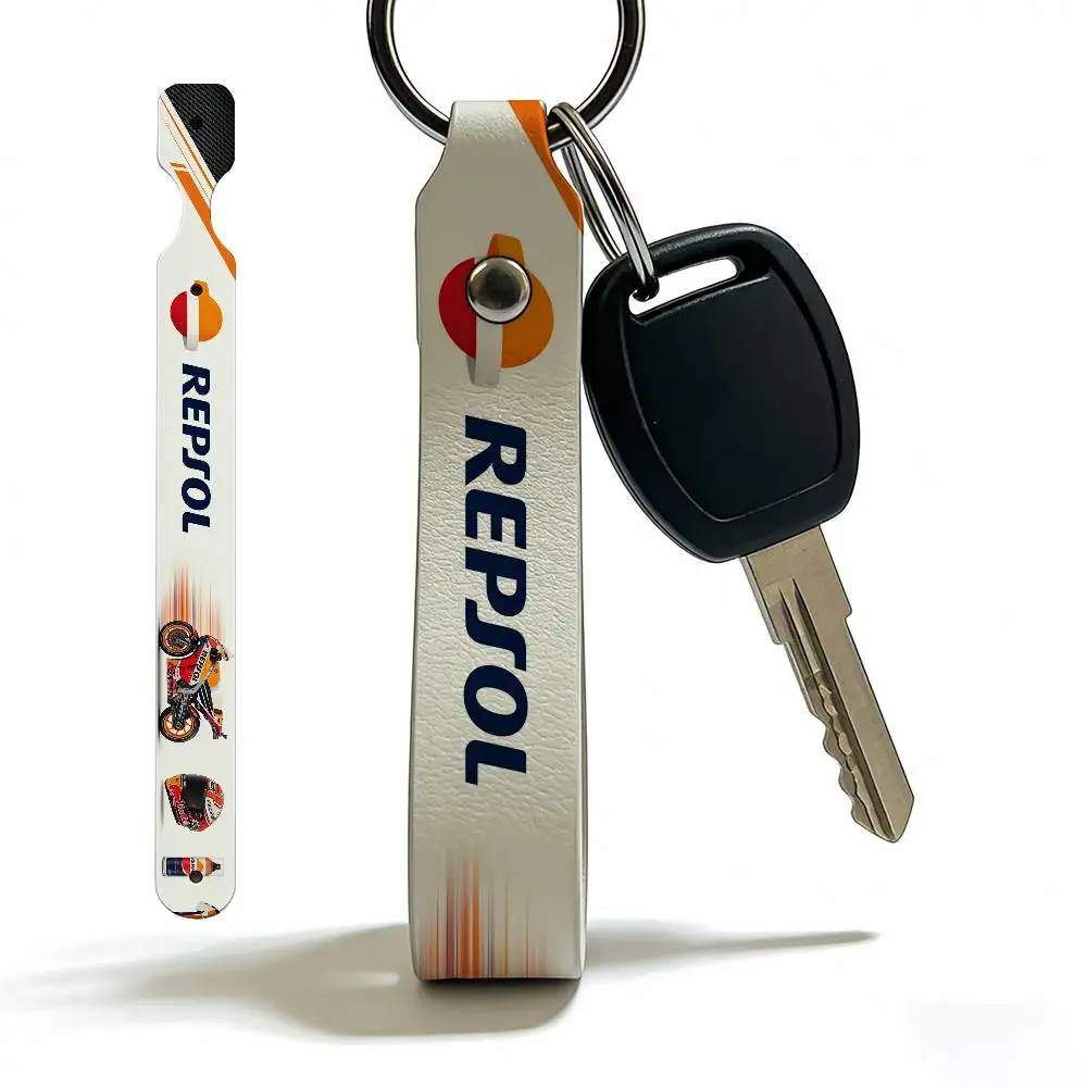 For Repsol High Quality PU Leather Moto Keychain Vintage Style Key Pendant For Scooter Motocross