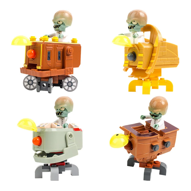 Plants vs. Zombies Mini BOSS Scene Model Dolls Wild West Far Future Ancient Egypt Pirate Seas Assembly Building Blocks Kids Toys