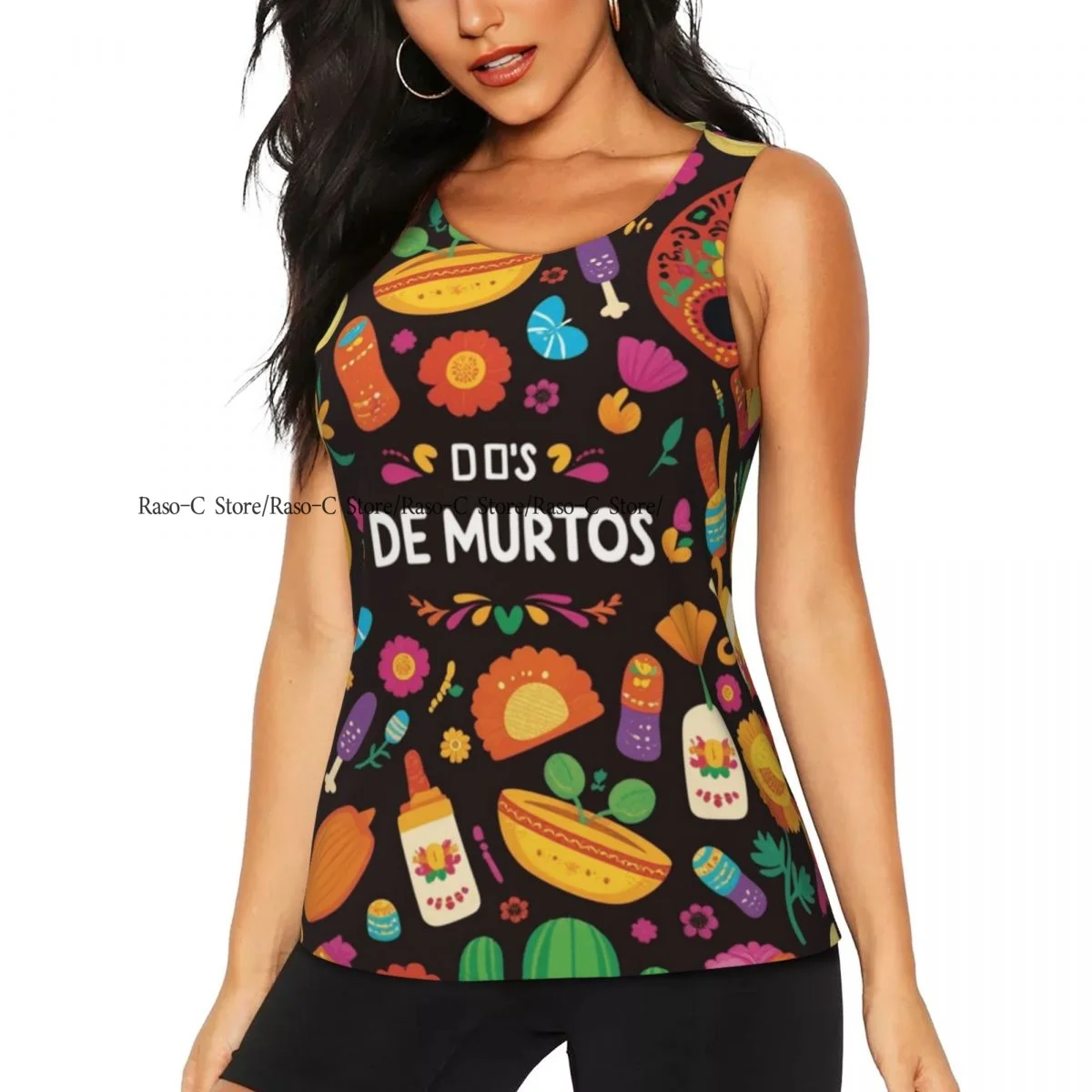 Women's Workout Tank Tops Quick Dry Sleeveless Athletic Shirts Day Of The Dead Dia De Los Muertos Gym Yoga Tops