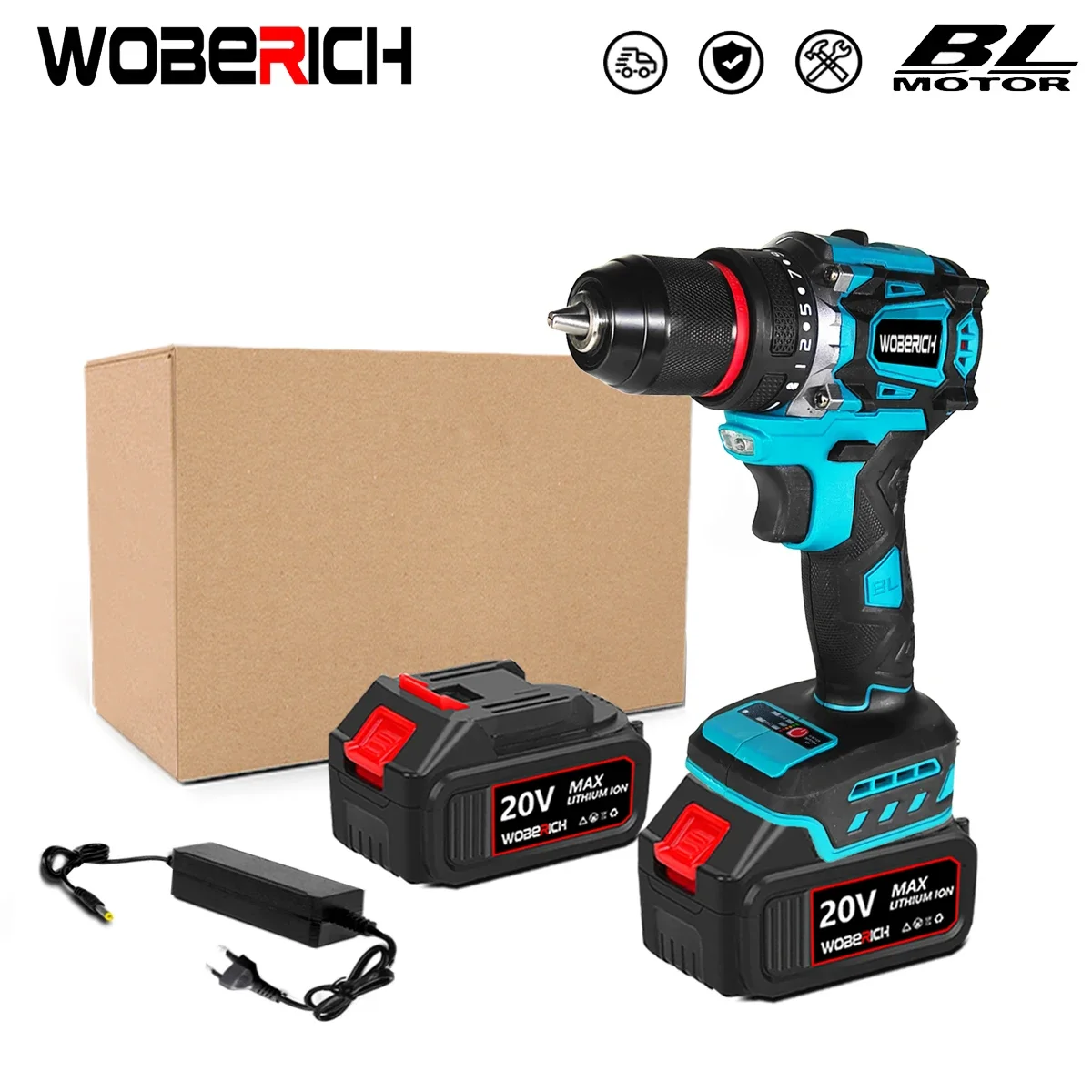 10 мм бесщеточная электрическая Ударная дрель, беспроводной шуруповерт, ручная дрель с зарядкой литиевой батареи для Makita, батарея 18 в