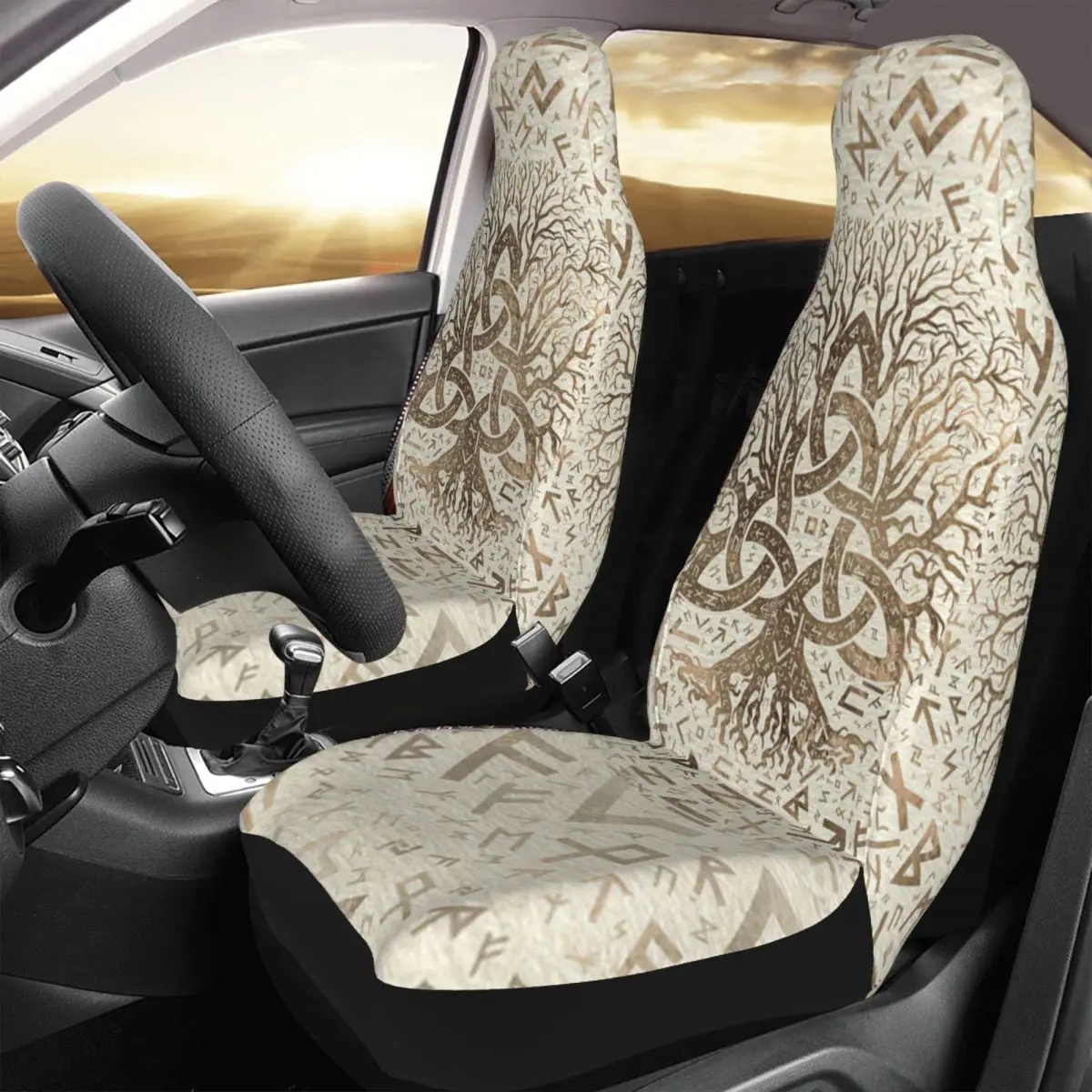 

Tree Of Life With Triquetra And Futhark Car Seat Cover Custom Printing Universal Front Protector Accessories Cushion Set