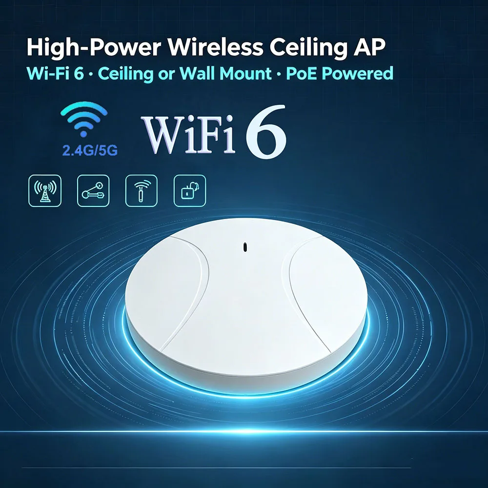 

WiFi6 Ceiling AP 3000Mbps Gigabit POE RJ45 Wireless Indoor Access Point 2.4 & 5G Wall Mounted WiFi Repeater Cover Roaming