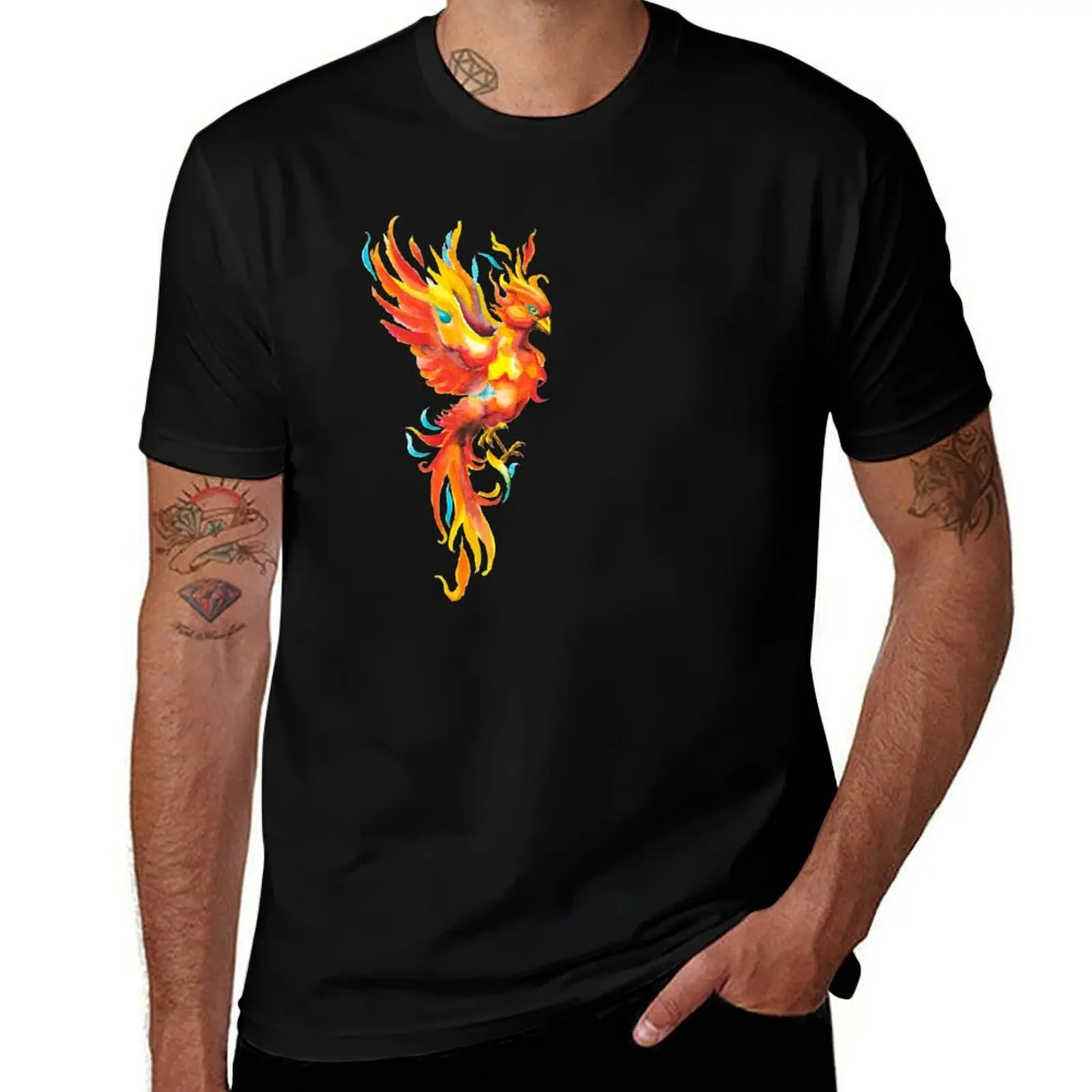 

The Phoenix Rises Watercolour T-Shirt street wear customs design your own luxury t-shirt man t shirt men workout shirt
