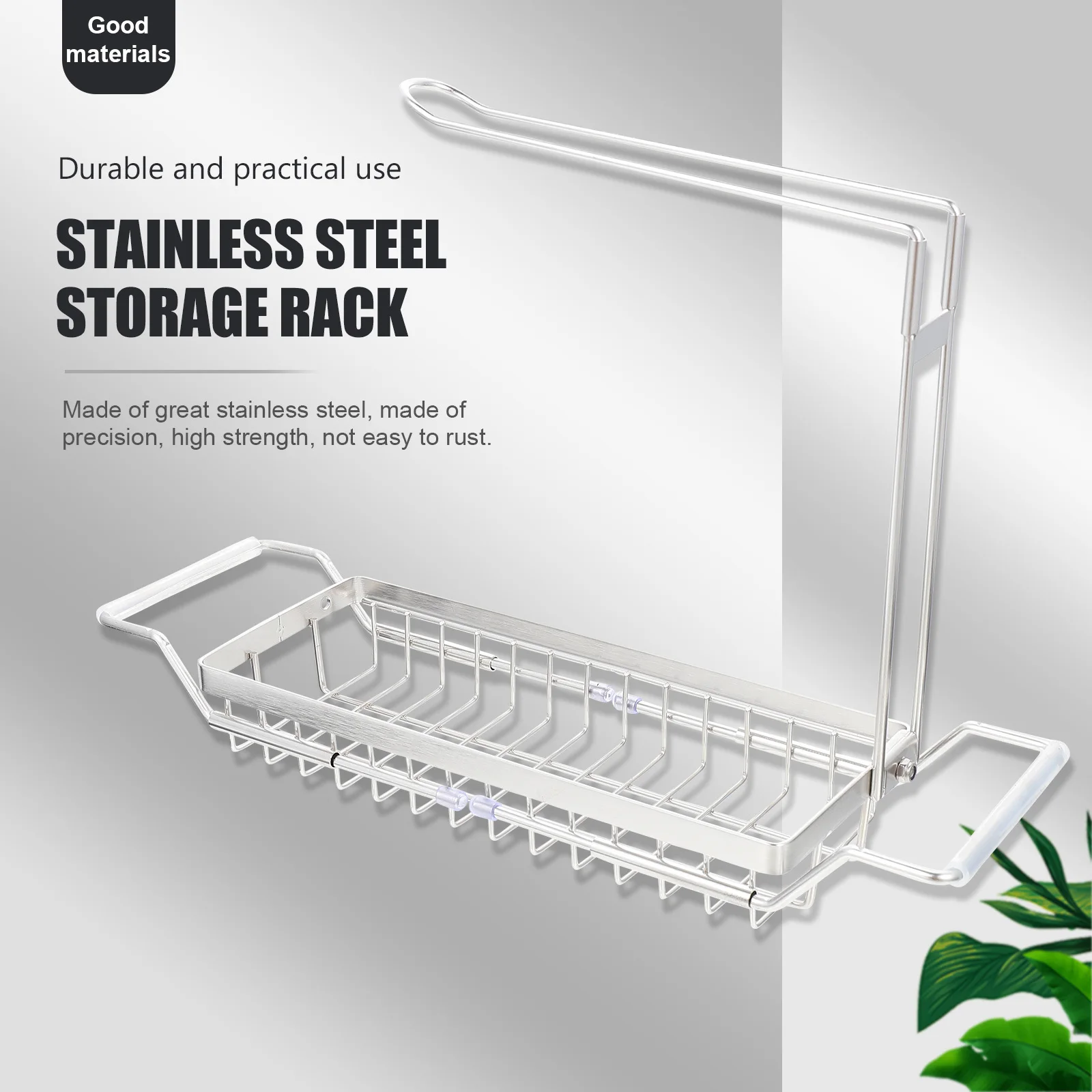 

Telescopic Stainless Steel Sink Storage Rack Sponge Holder Kitchen Organizer Draining Rack Rust Resistant