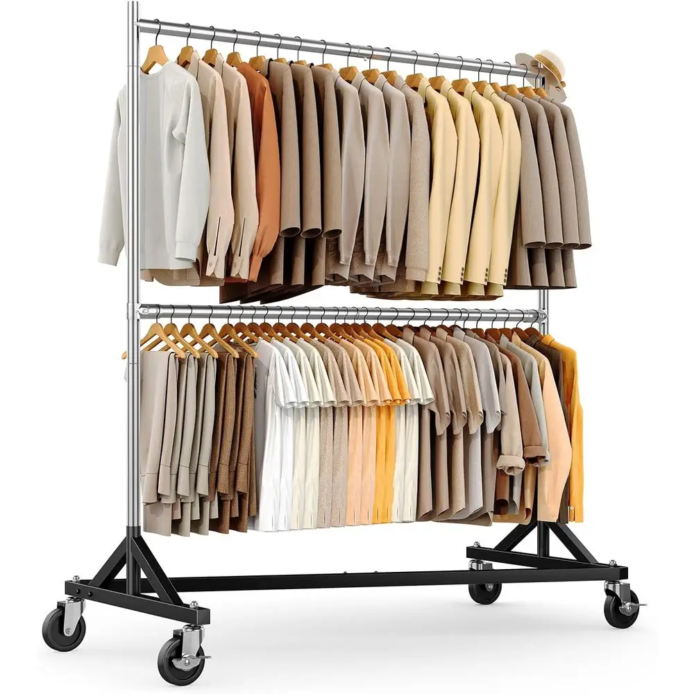 

Heavy-Duty Portable Garment Rack, 550lbs Capacity, with Wheels, for Bedroom, Living Room, Laundry, Balcony - 22.8x62.6x87.8