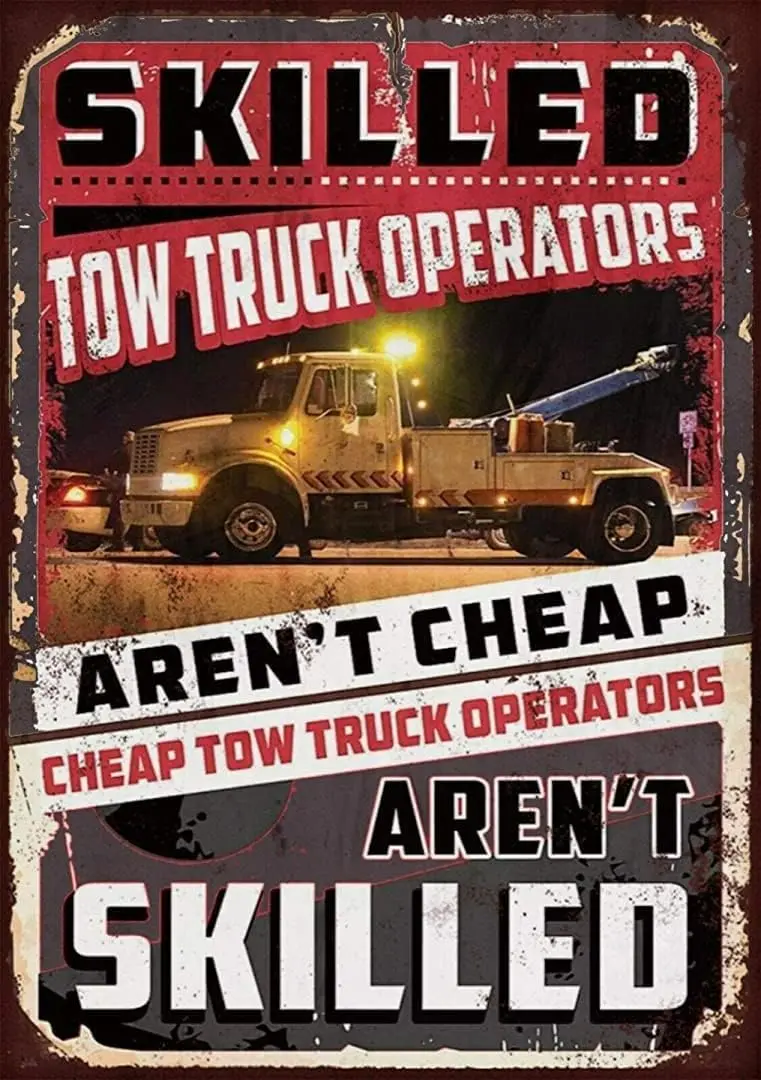 Skilled Tow Truck Operators Metal Tin Sign 8x12 Inch Garage Bar Restaurant Club Decor