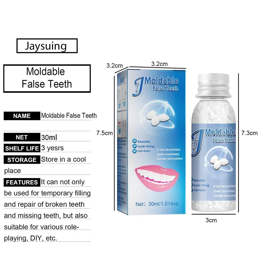 Sdotter New 30ml Temporary Tooth Repair Moldable Tooth Shapeable Teeth Gaps Filling Solid Gel Adhesive Fake Teeth Makeup Dental