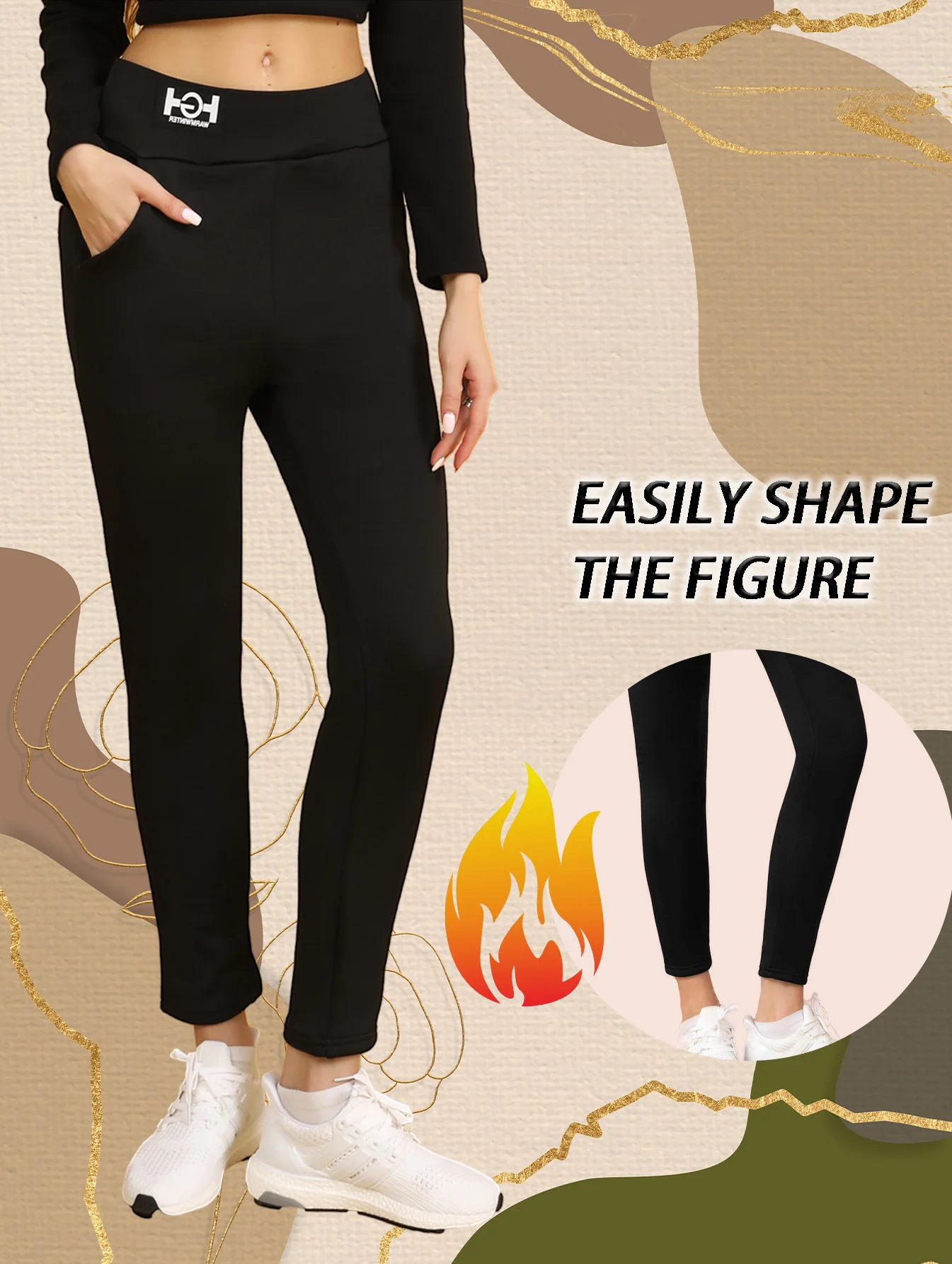 女性の秋冬厚手暖かいハイウエスト痩身ペンシルパンツ通勤カジュアルパンツアウターウェアベースレイヤーパンツ