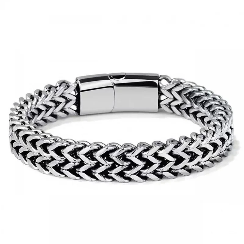 Cuban double-layer bracelet, European and American men's and women's jewelry, titanium steel fashion bracelet that does not fade