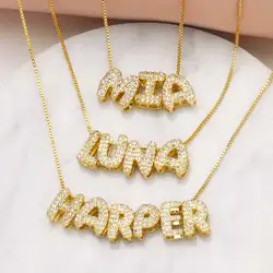 Small Full Crystal 26 Letters Necklaces for Women Copper Gold Plated Custom Name Necklaces Initial Jewelry Gifts nken39