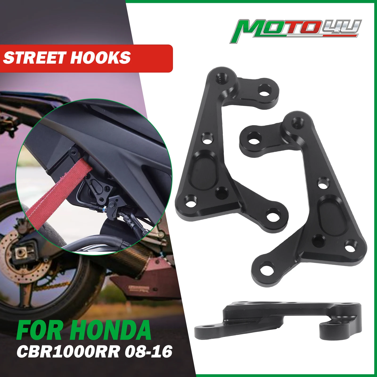 

Для Honda CBR1000RR ABS 2008-2016 уличные крючки гоночные крючки крепежный ремень алюминиевый задний крюк для крепления