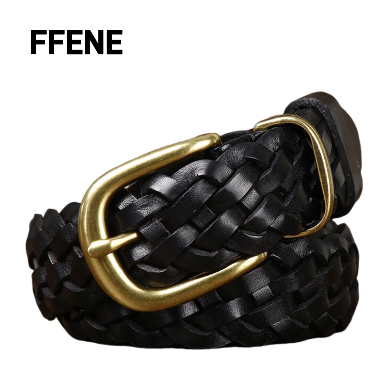 

Luxurious 3cm wide first-class cow leather hand-woven belt for women, high-end genuine leather belt, couple, unique, versatile