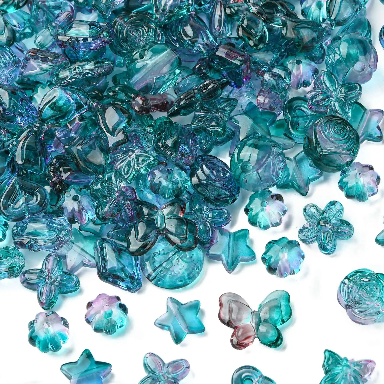 

Approx 300Pcs Sea Blue Assorted Vintage Acrylic Beads – Transparent Spacer Beads for DIY Jewelry Making & Crafting