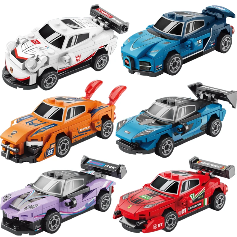 مدينة سرعة سباق السيارات سباق السيارات نموذج اللبنات الفنية مركبة سيارات رياضية لعب الطوب هدية للأطفال الأولاد #1