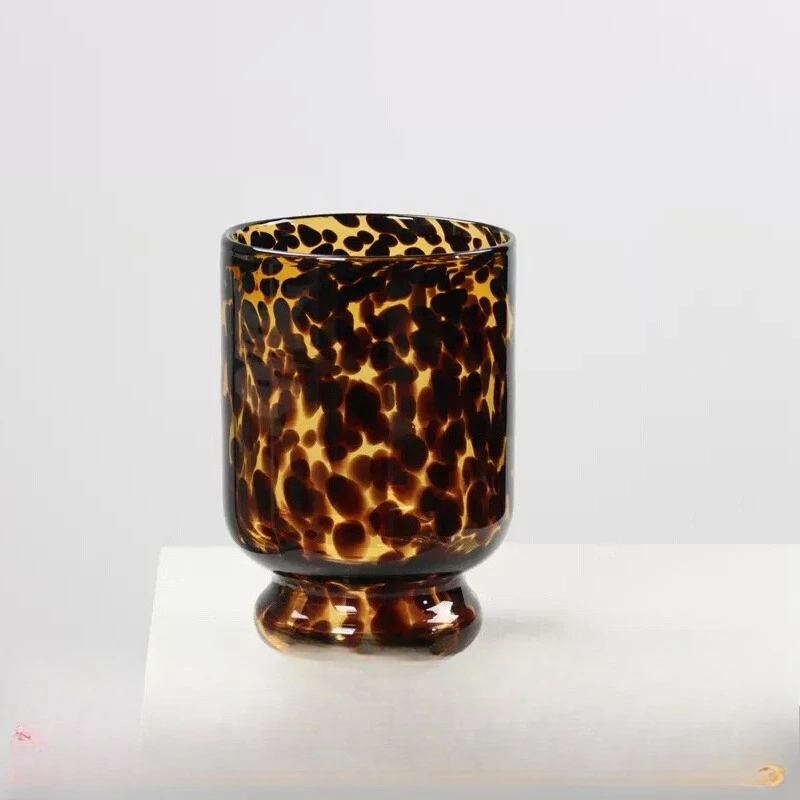 

Handmade glass vase leopard print awakening flower bucket