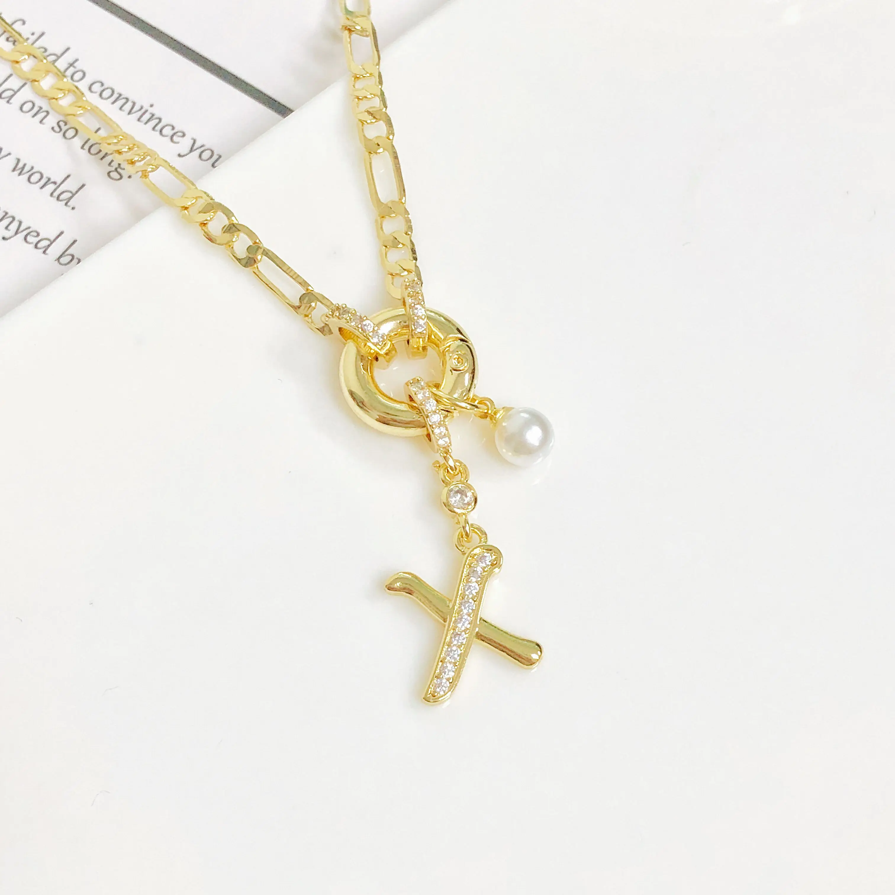 الكلاسيكية 26 الأولي رسالة A-Z زركونيا قلادة مطلية بالذهب قلادة للرجال النساء حفل زفاف اسم مجوهرات هدية أنيقة #4