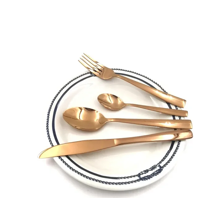 

#For Kitchen cutlery set for sale 24-piece gold flat spoon fork set stainless steel luxury gold cutlery set