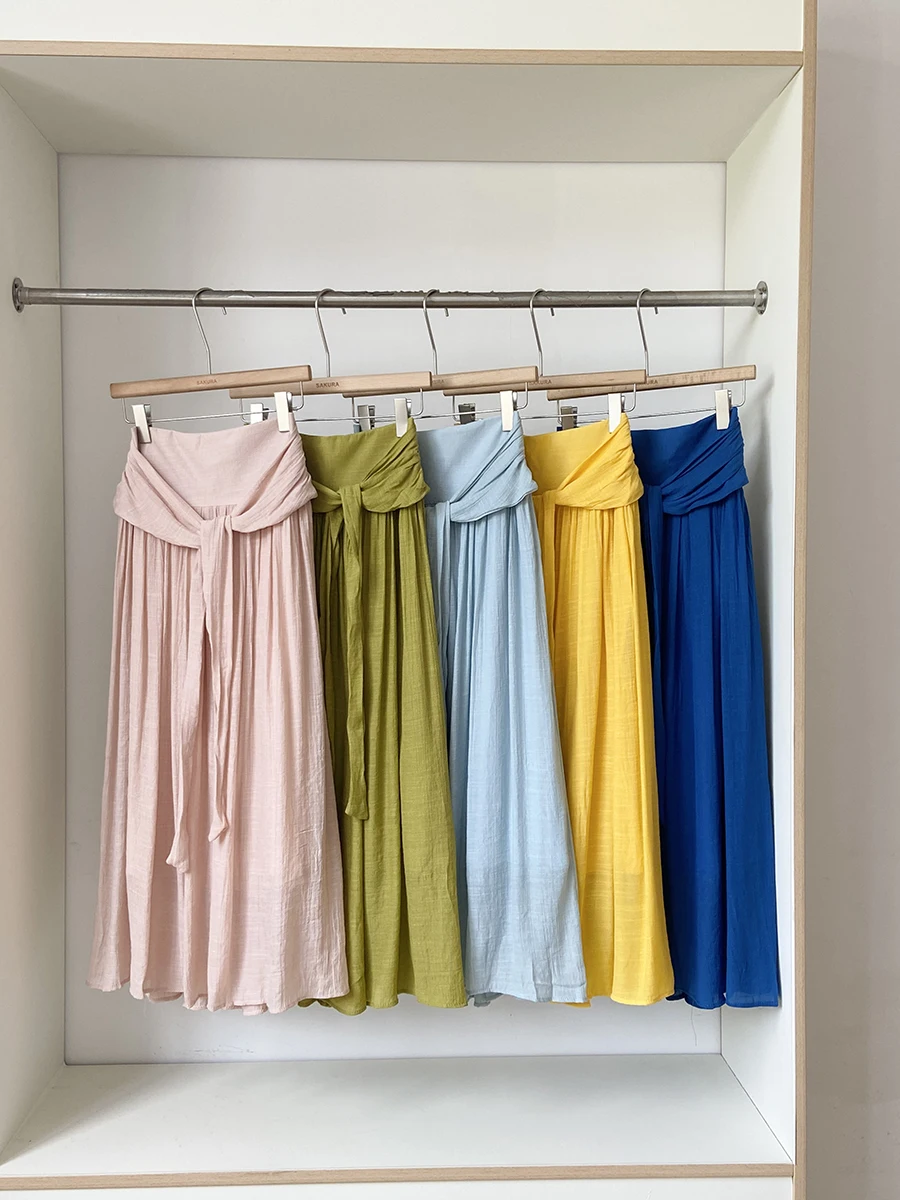 패셔너블 하이웨이스트 미디 스커트 여성용 A라인 스커트 만능 매치 바디 스커트 한국 스타일 여름 신상품